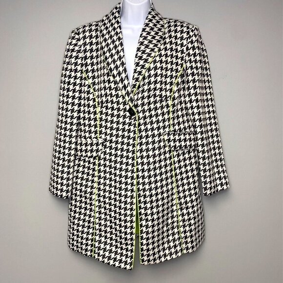 AS.HRO Jackets & Blazers - Vintage AS.HRO Houndstooth Neon Green Women's Retro Peacoat Jacket Size 16